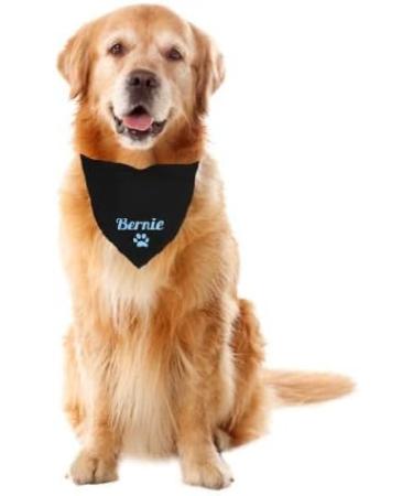 Personalized Adjustable Dog Bandana - Custom Embroidered Name Triangle Neckerchief | Cotton Headscarf for Dogs (L Black) - Buy Online on GoSupps.com