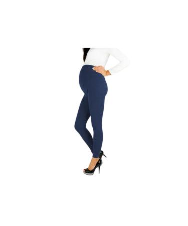 R&N FASHIONS Ladies Maternity Over Bump Stretchy Adjustable Leggings 12 Navy Blue