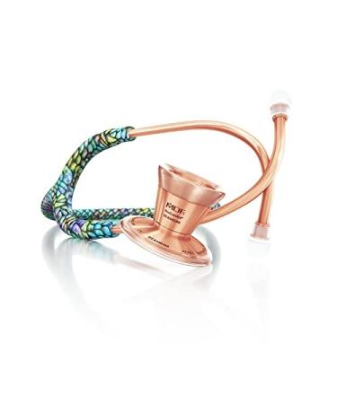 MDF Instruments Mermaid Rose Gold ProCardial Cardiology Stethoscope Limited Edition Mprints Lightweight Titanium Adult Dual Head Mermaid Tube Rose Gold Chestpiece-Headset MDF797TMMRG