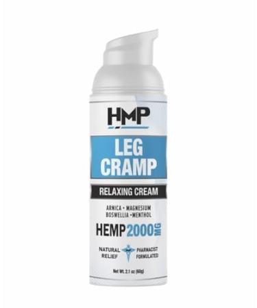 Leg Cramp Support 2000mg Hemp Cream Maximum Strength Relief for Legs Calf Knee Foot w Magnesium Arginine Lavender Menthol Made in USA Natural Formula 2.1oz LEG CRAMP HEMP CREAM