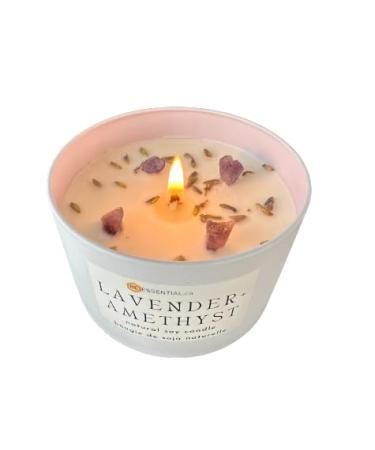 BEEssential Ca Candle Lavender + Amethyst Soy Candle | Relaxing Aromatherapy Candle for Home | Long-Lasting Scented Candle | 8 oz