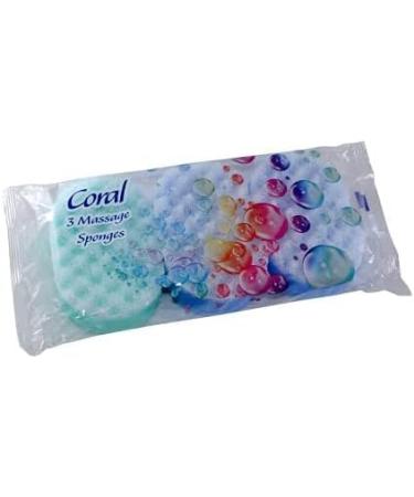 3 x Single Pack Of Coral Bath Massage Sponges Multi Colour Family Pack - Buy Online on GoSupps.com