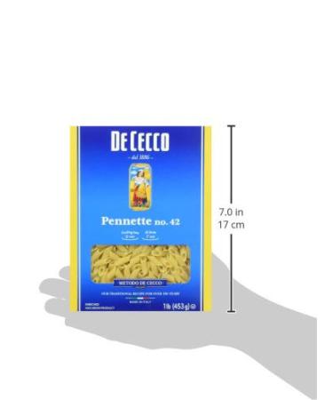 De Cecco Semolina Pasta Pennette No.42 16 Ounce (Pack of 5) - Premium Italian Pasta Bundle - Buy Online on GoSupps.com
