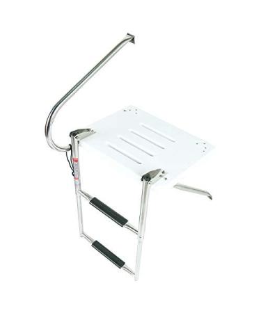 YaeMarine 2 Steps Boat Out-Board Swim Ladder, Under Platform Boat Ladder, Telescoping Boat Ladder, Outboard Platform Folding Stainless Ladder(9924SOB2)(BK-0096)