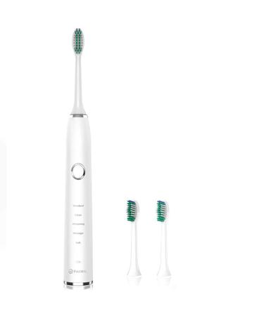 FULLBELL Sonic Electric Toothbrush Multiple Smart Clean Modes Smart Reminder Changeable Brush Head Big Capacity Rechargeable Battery Keep for Healthy Oral and White Teeth (White)