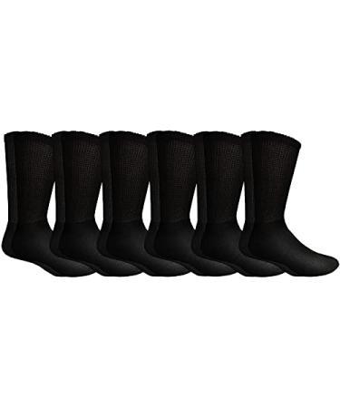 Yacht & Smith Men and Women Value Pack of Ring Spun Cotton Crew Diabetic Nephropathy Socks 6 Pairs Black Mens