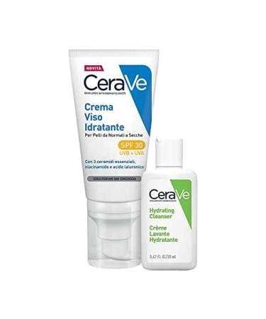 CeraVe Face and Travel Kit Moisturizing Cream SPF 30 for normal to dry skin with hyaluronic acid 52 ml + Facial Cleanser for normal to dry skin 20 ml