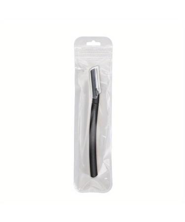 Ey brauen trimmer make-up tools stainless steel eye brow shears with comb hair removal razor eyebrow formation make-up tools (color: black long)