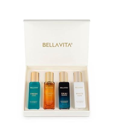 B.E.L.L.A.V.I.T.A Skincare Gift Set 4 Piece Collection with Fresh Glow Honey Lush Skai Aqua White Oud Liquid Form Unisex 4 Ounces