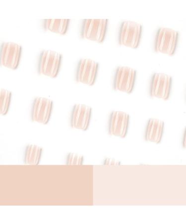 Mouyouglow Press On Nails Short Square Pink Nude Gradient Full Cover Artificial Nails with Glue | Angular Baby Boomer Acrylic Fingernails for Women & Girls - Buy Online on GoSupps.com