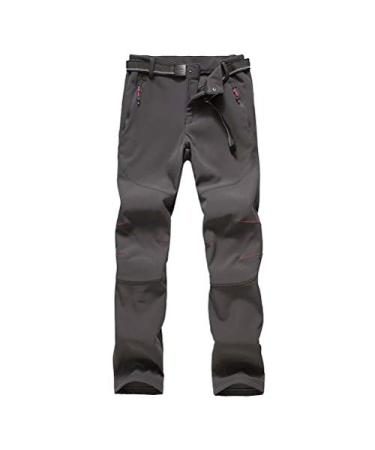 JOMLUN Women's Outdoor Ski Pants Soft Shell Fleece Waterproof Hiking Trouser Gray X-Small