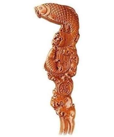Solid Wooden Walking Cane Wood Canes Walking Stick Solid Wood Gift Crutches Chinese Classical Style Natural Wood Stick Hand-Carved Fish Cane for Old Man Durable 94cm for Elderly Seniors - Buy Online on GoSupps.com