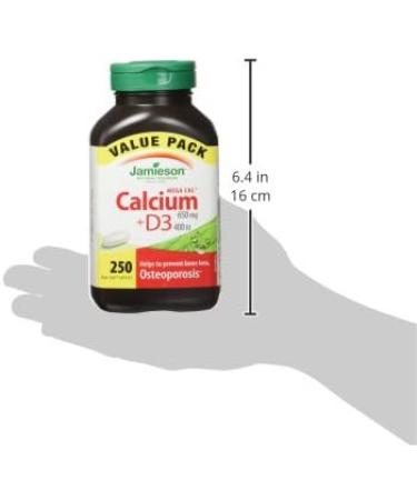 Jamieson Mega Cal Calcium 650 mg plus Vitamin D3 400 IU - Value Size 250 count (Pack of 1) - Buy Online on GoSupps.com
