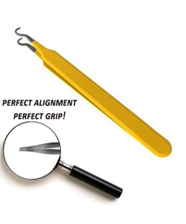 Blackhead Tweezer - Professional Curved Steel Tip Acne & Blemish Extractor by Rapid Vitality (Yellow) - Buy Online on GoSupps.com