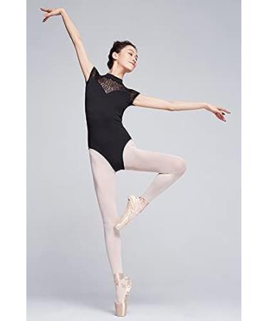 YCMI Lace Turtleneck Ballet Leotard - Women's Short-Sleeve Dance Bodysuit (Black, Small) - Buy Online on GoSupps.com