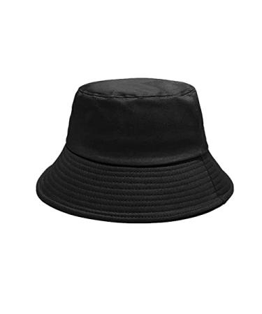 PFFY Bucket Hat for Women Men Cotton Summer Sun Beach Fishing Cap Black 1