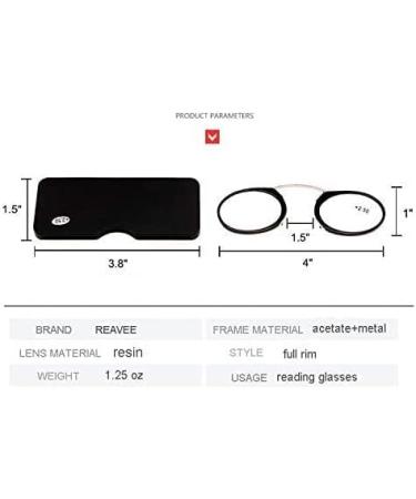  REAVEE 2 Pack Pinch Nose Clip on Reading Glasses Armless for  Men Women, No Temple Slim Compact Readers Ultra Thin with Mini Portable  Case, Black and Tortoise +2.0 : Health & Household