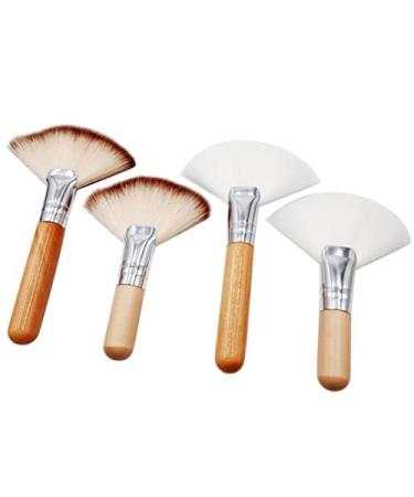 TEONEI Facial Fan Brush Face Makeup Brush Highlighting Make Up Brush Cosmetic Tools 4PCS