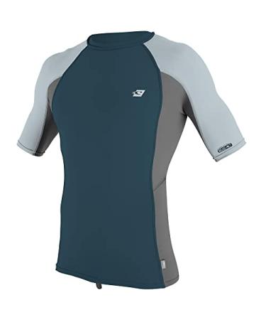 O'Neill Wetsuits Men's Premium Skins Short Sleeve Rash Guard Cadet Blue/Graphite/Cool Grey Medium