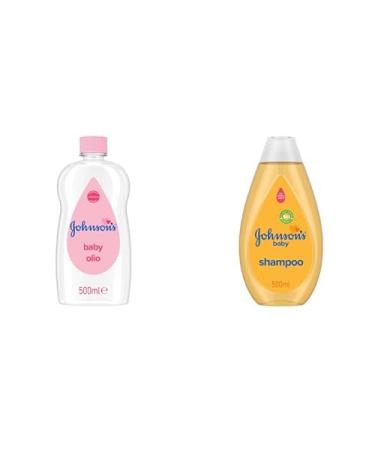 Johnson's Baby Huile pour b b (500 mL) soin quotidien hydratation + Shampoing (500 mL) cheveux et cuir chevelu sains - Douceur cliniquement prouv e et formule sans colorants