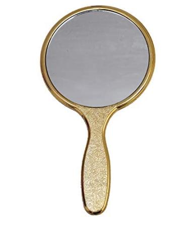 Garden Of Arts Golden Handheld Salon Barbers Hairdressers Mirror with Large Grip Handle