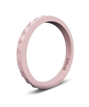 Enso Rings Stackable Pyramid Silicone Wedding Ring  Hypoallergenic Unisex Stackable Wedding Band  Comfortable Minimalist Band  2.5mm Wide.8mm Thick Pink Sand 10