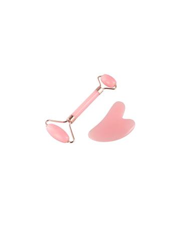 Pink Jade Roller and Gua Sha Set Resin Facial Tools Face Massage for Skin Face Eye Neck Natural Beauty Skin Care Tools for Men Women(Pink Set)