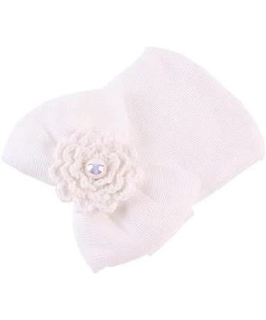 Toumett Newborn Hospital Hat with Pretty Bow Flower Pearl - White - Buy Online on GoSupps.com
