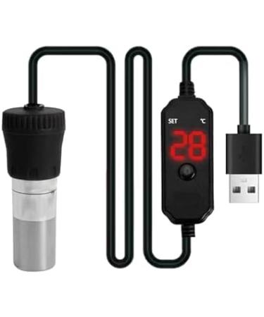 Gerui 25W USB Aquarium Heater & Temperature Controller - LED Display Suction Cups Built-in Thermometer for Fresh & Salt Water - Buy Online on GoSupps.com