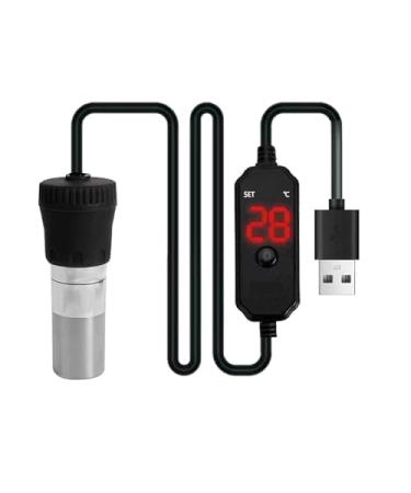 Gerui USB aquarium heating aquarium temperature controller with LED display with suction cups External temperature controller Aquarium heating element with built-in thermometer for salt water and fresh water (25W)
