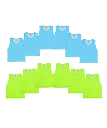 imflyker Kids Pinnies Scrimmage Training Jerseys Vests for Basketball, Soccer, Football, Volleyball 6*blue + 6*green