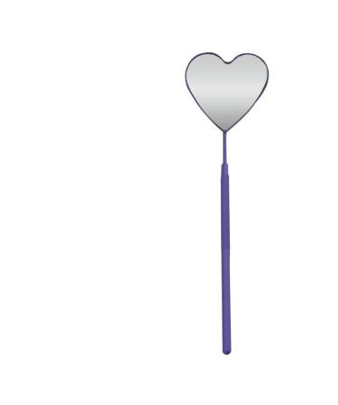 Lash Makeup Mirror Heart Shaped Detachable Stainless Steel Eyelash Mirror Stainless Steel Lash Extension Supplies and Tool for Lash Techs (Mirror purple)