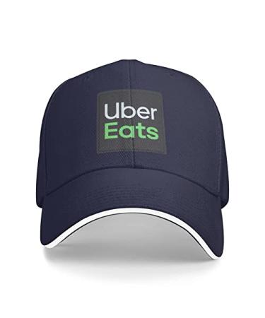 Uber-Eats Hat Baseball Cap for Summer Sun Hat Casual Snapback Washed Sports Hat Outdoor Fashion Baseball Cap Navy One Size