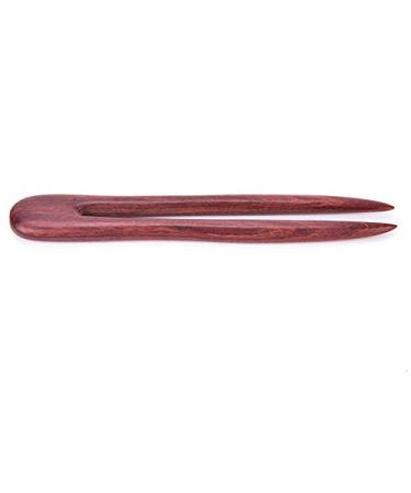 1 Pcs Handmade Carved Wood 2-Prong Hair Fork Vintage Style Hair Stick Wooden Hairpin by Team-Management Red