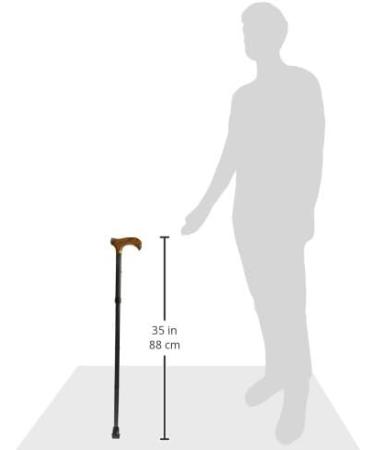 PCP Mobility Adjustable Travel Folding Cane Wood Derby Handle Matte Black 3/4-Inch Tip Size - Buy Online on GoSupps.com