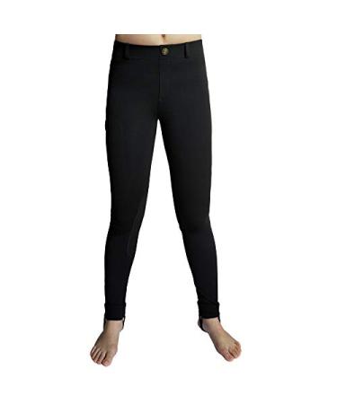 Okay Sports Kids Pull-On Breeches Horseback Riding Jods Pocket Equestrian Pants Black 10