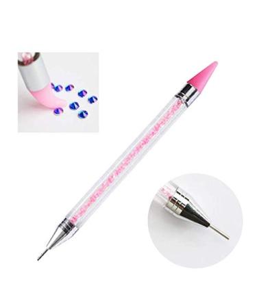 Dual-Ended Nail Rhinestone Picker Set - Onwon 2 Pcs Wax Silicone Tip Pencil & Dotting Pen with Acrylic Handle for Manicure Nail Art - Pink & Blue - Buy Online on GoSupps.com