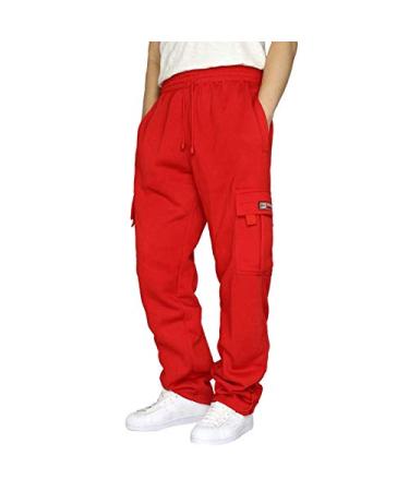 Sweatpants for Men,Men's Sweatpants Athletic Sweat Pants for Men Lightweight Mesh Open Bottom Loose Fit Workout Sweatpants Z2-red Medium