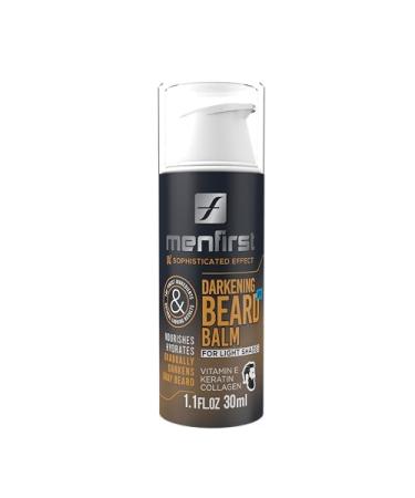 MENFIRST Darkening Beard Balm for sensitive skin. Gradually darkens and covers white hair. Leave-in conditioner for Blonde and Light Brown beard With Keratin Collagen and Vitamin E 1.1 Fl Oz