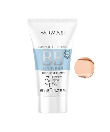 FARMASi Make Up BB Cream Beauty Balm, Full-Coverage Foundation, Concealer, Moisturizer BB Cream for All Skin Types, 1.7 fl. oz. / 50 ml (Light to Medium)