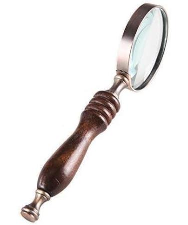Magnifier Vintage Copper Antique Hand-held Magnifying Glass Wooden Handle Elegant and Elegant Metal Protection Frame Resistant to Falling - Buy Online on GoSupps.com