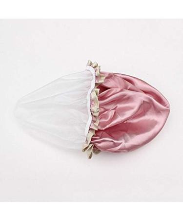 Double Waterproof Satin Shower Cap for Women - Black/Pink - Ideal for Home and Hotel Use - Resistant to Water and Hair - Bulk Packaged - Buy Online on GoSupps.com