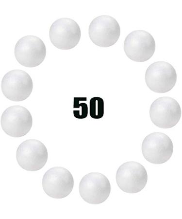 hesmartly 50-Pack 1Inch White Craft Balls for Crafts Smooth Round White Foam Balls Craft Supplies for DIY Decorations and School Projects 50pcs-1inch