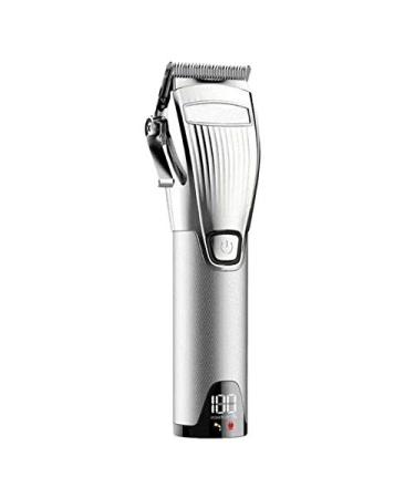 Aiwjeakh Hair Clipper Professional Hair Trimmer Rechargeable Men's Cordless Haircut Adjustable Ceramic Blade Clipper Silver