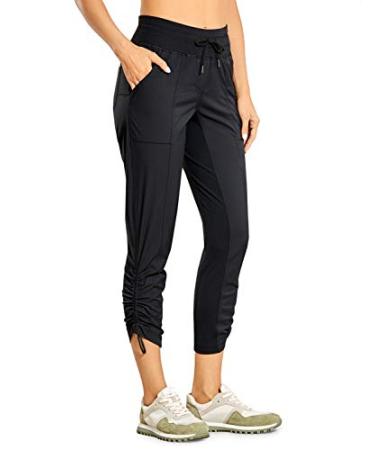 CRZ YOGA Womens Casual 7/8 Pants 25" - Lightweight Workout Outdoor Athletic Track Travel Lounge Joggers Pockets 25'' Inseam Medium Black