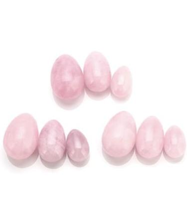 Crystears Rose Quartz Yoni Eggs - Drilled Crystal Massage Eggs in 3 Sizes with Silk Cord for Muscle Relief & Cone Exercises - Buy Online on GoSupps.com