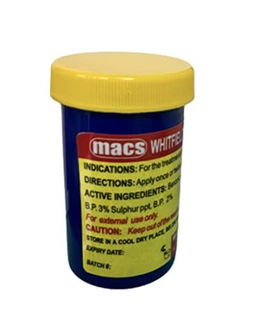 Mac's Jamaican Whitfield's and Sulphur Ointment 28g Treatment for Fungus Infection of The Skin