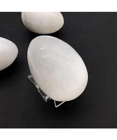 Natural Quartz Palm Stone Hand Crafts White Selenite Egg Crystal 1pc Chakra Reiki Balancing - Buy Online on GoSupps.com