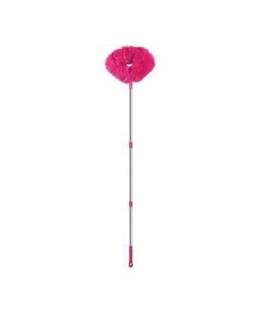 qazaa Retractable Duster Stainless Steel Long Handle Dusting Brush Car Household Cleaning Tools Easy Install Rose Red