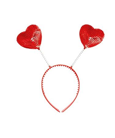 Soochat Love Heart Sequin Headband Valentine's Day Headband Red Heart Hair Hoop Valentine Party Hair Accessories Photo Props
